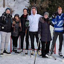 A Beairsto family game of shinny hockey! Classic Canadians :D.