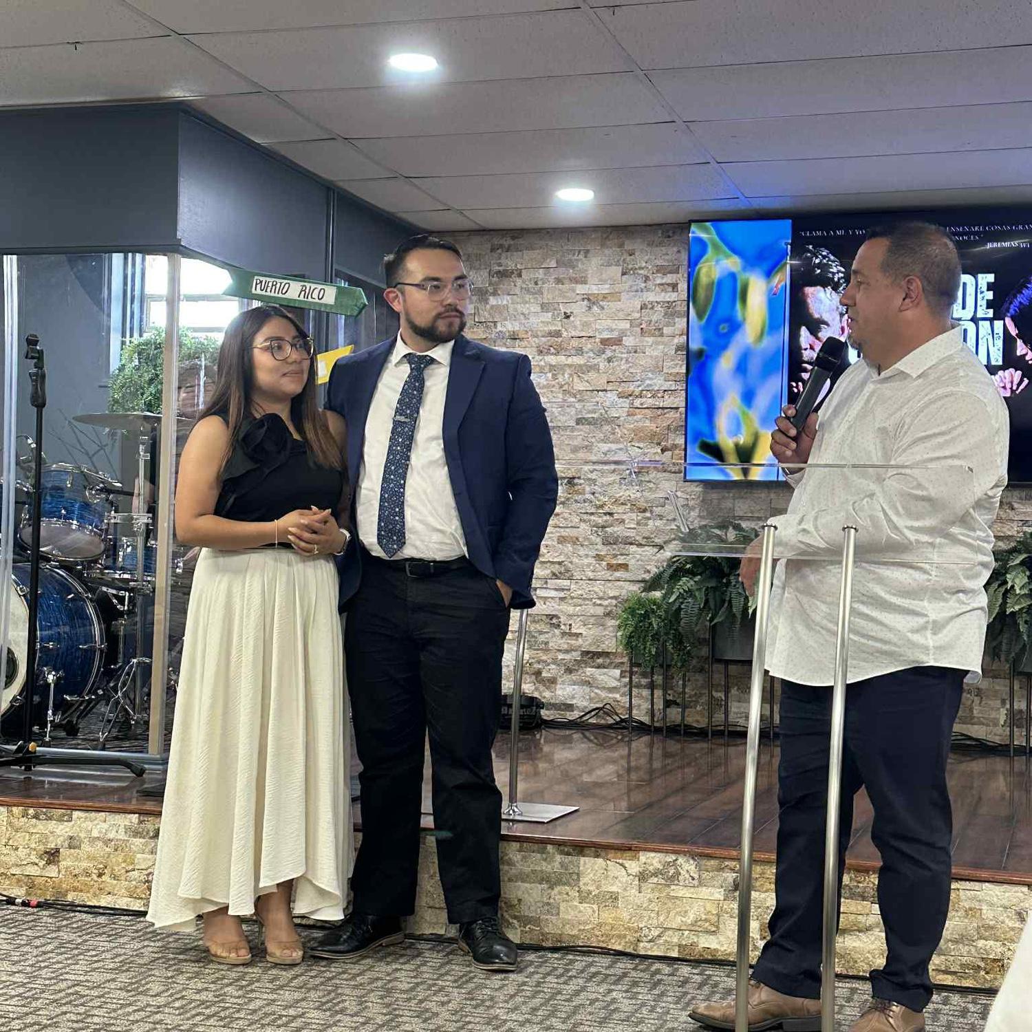 Being presented at Abby's church after our engagement.
