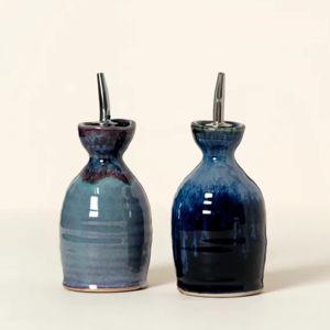 Handcrafted Ceramic Olive Oil Pourer, Patina Purple