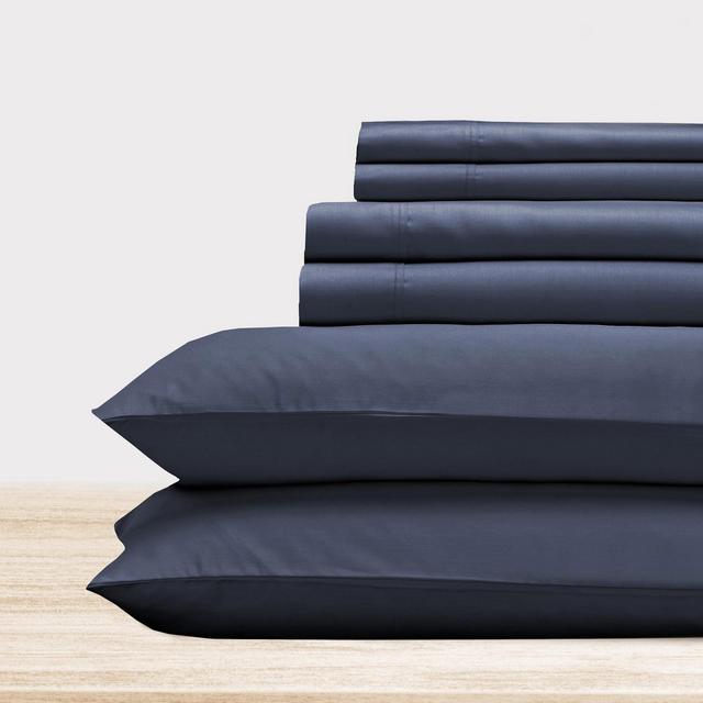 6 Piece Sheet Set with 4 Pillowcases - 400 Thread Count 100% Cotton Sateen - Deep Pocket by California Design Den - Indigo Navy Blue, Queen