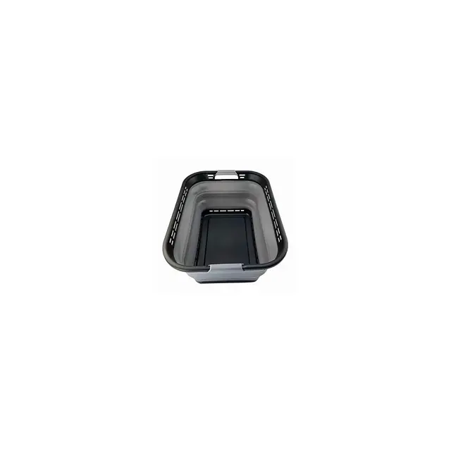 SAMMART 42L Collapsible Plastic Laundry Basket, Black/Frost Grey