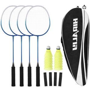 HIRALIY Badminton Rackets Set for Backyards, Badminton Set, Includ 2/4 Rackets, 6/12 Birdies, 1 Carrying Bag, Outdoor Game for Adult Family Beginner