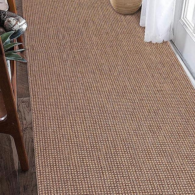 EARTHALL Upgraded Boho Runner Rug 2'x6', Natural Hallway Runner,100% Woven Cotton Washable Natural Indoor Outdoor Rug Runner 2x6 for Kitchen/Laundry Room/Doorway/Bedroom