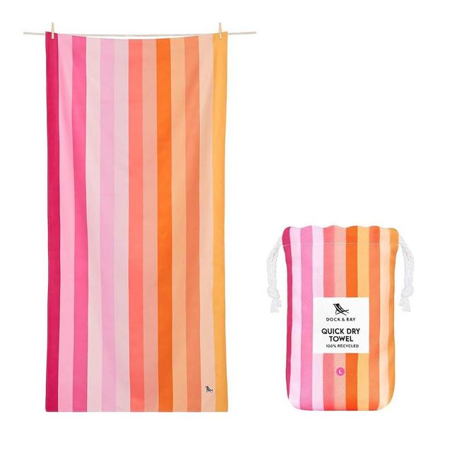 Dock & Bay Kid's Towel - for Beach Use - Quick Dry, Sand Free - Compact, Lightweight - 100% Recycled - Includes Bag - Summer - Miami Sorbet, Large (160x90cm, 63x35)