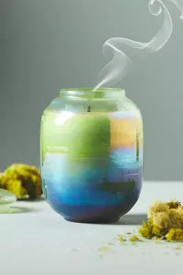 Iridescent Fresh Fern Moss Glass Jar Candle