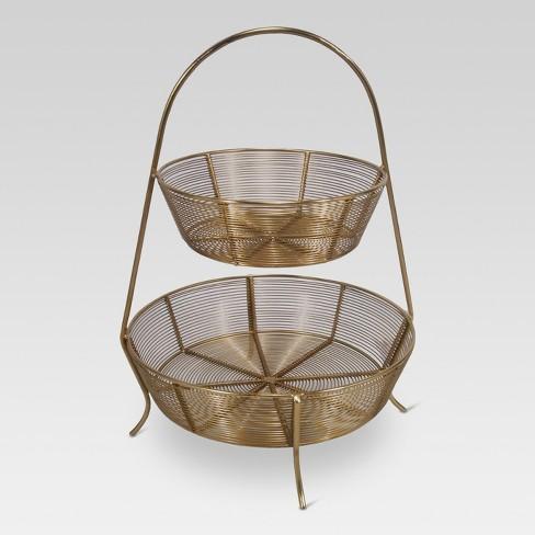 2-Tier Gold Plated Wire Basket - Threshold™