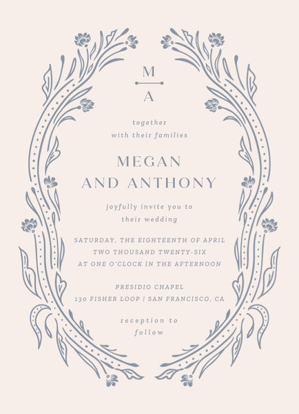 Basel Portrait | Periwinkle Gray | Zola Wedding Invitations