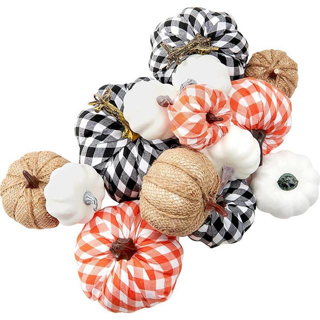 Joyhalo Fall Pumpkin Decor - Set of 14 Pumpkin Decorations Clearance for Home Mini Small Pumpkins for Decorating Halloween Thanksgiving Harvest Fall Wreath Supplies