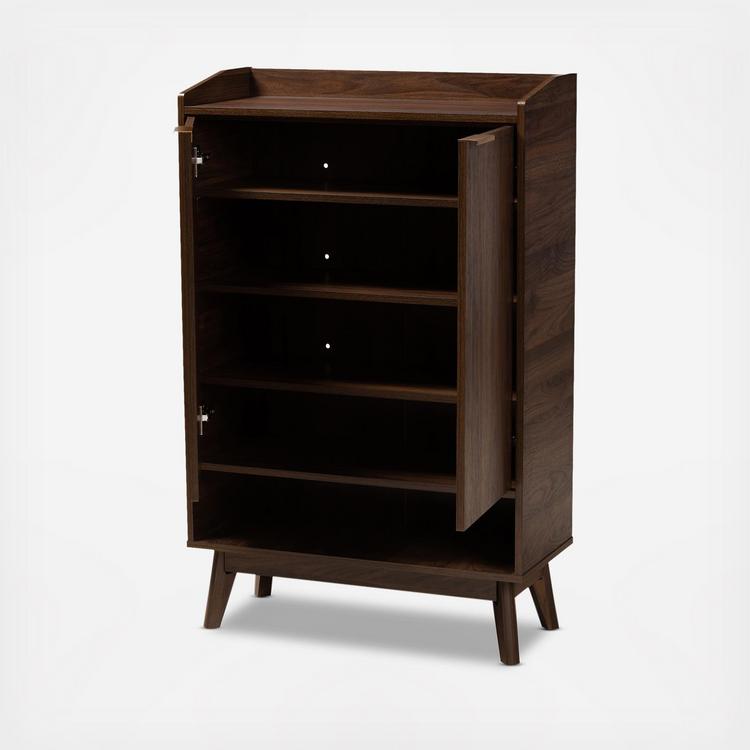 Baxton Studio, Lena Finished 5-Shelf Wood Entryway Shoe Cabinet | Zola
