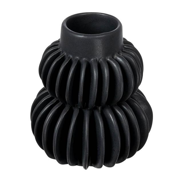Bloomingville Modern Pleated Stoneware, Black Vase