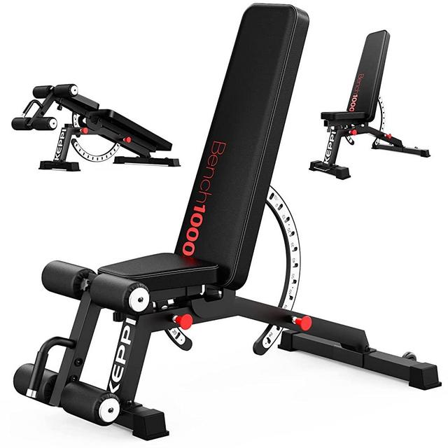 Keppi 1200 LB Weight Bench-Bench1000 PRO Adjustable Workout Bench Press Set for Home Gym Strength Training,Removable Foot Catch for Incline Flat Decline Sit Up Bench for Full Body Fitness - 2022 Version