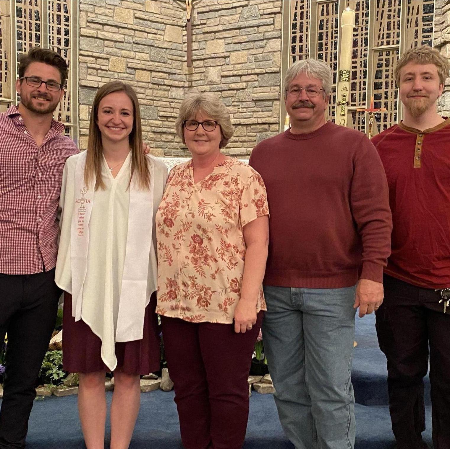 Carley's first communion and confirmation into the Catholic Church