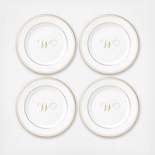Federal Gold Script Tidbit Plate, Set of 4