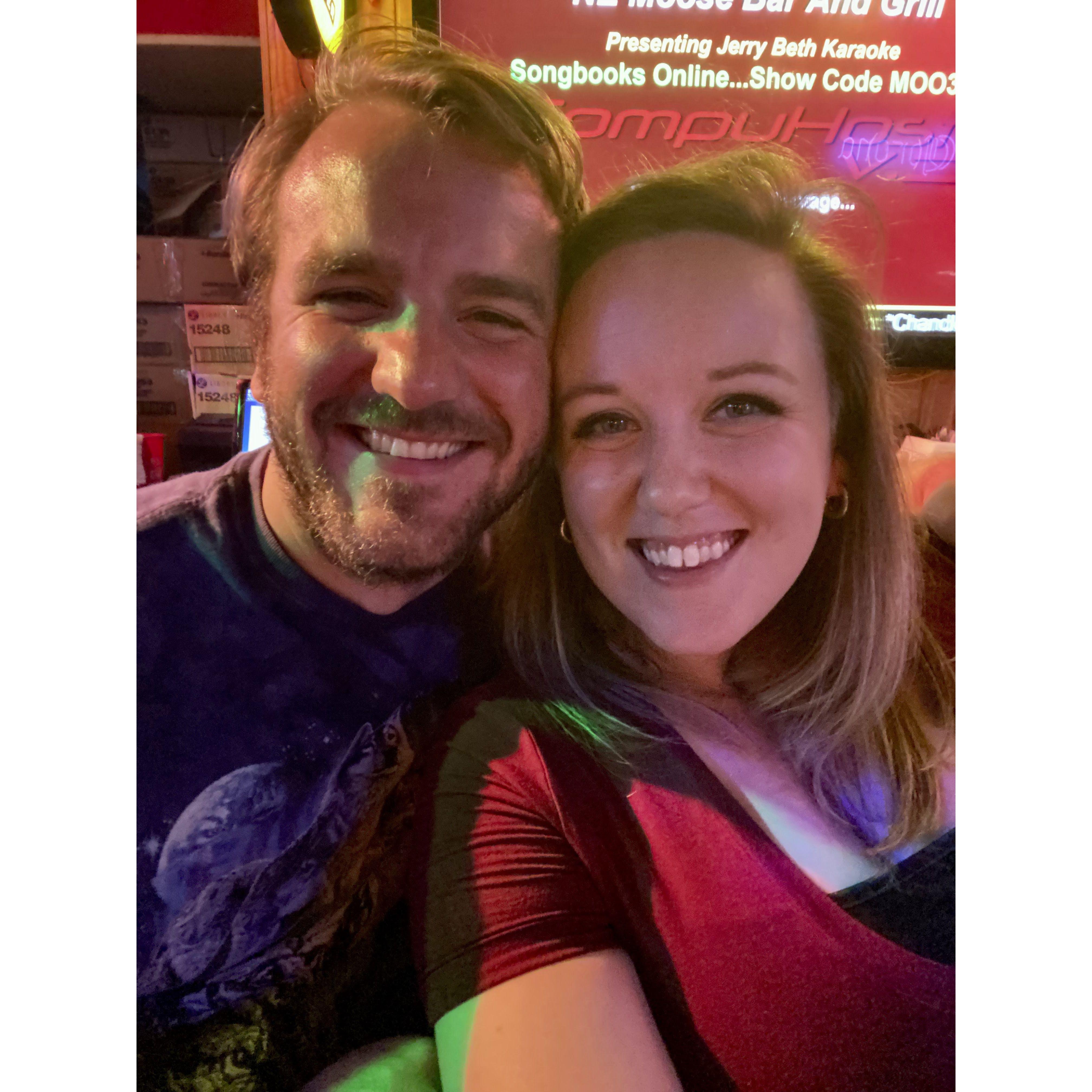 Our first selfie - at karaoke when Stephen met Elizabeth's friends for the first time