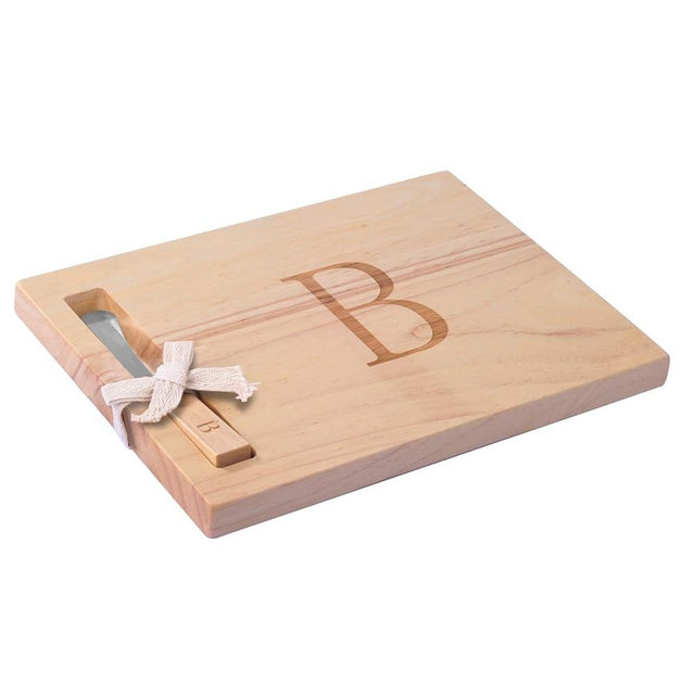 Miicol Wood Charcuterie Board, Monogram Cheese Board 10 Inch, Personalized Initial Cutting Board with Spreader, Unique Housewarming Gift, Ideal for Kitchen, Home, Letter B