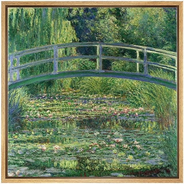 The Water Lily Pond by Claude Monet Giclee Canvas Prints Wrapped Gallery Wall Art | Stretched and Framed Ready to Hang - 16"x16" Natural