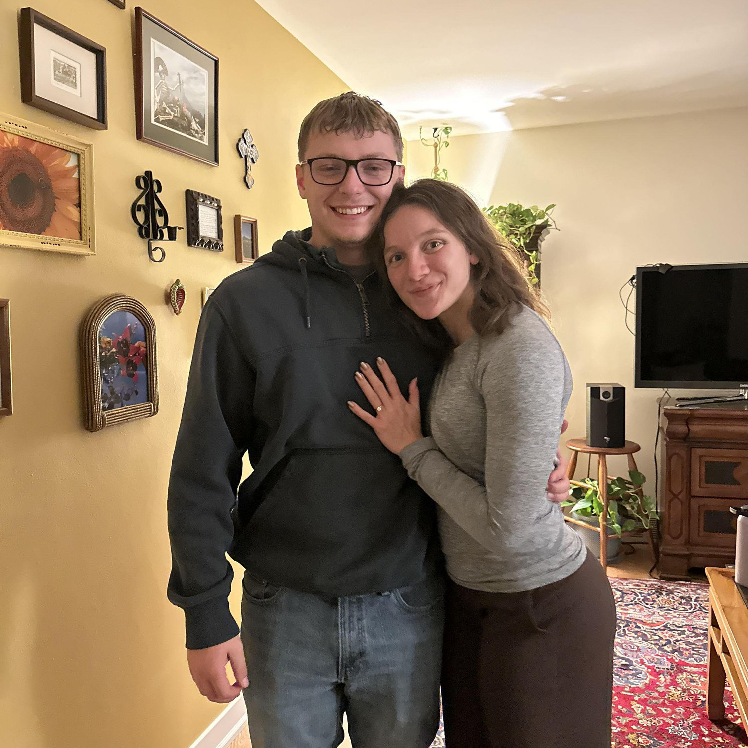 After we got engaged and called our parents, we had a celebration tequila shot at Jack and Jenny's house (Sam's brother and sister-in-law)