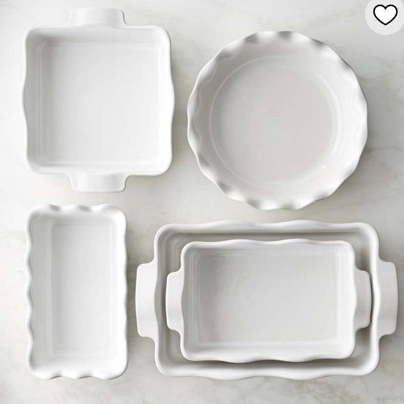 Emile Henry French Ceramic Ultimate 5-Piece Ruffled Bakeware Set