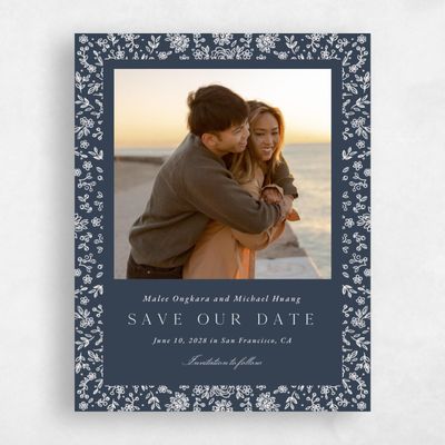 Grayed Navy, Blue Wedding Save the Date - Justine Photo