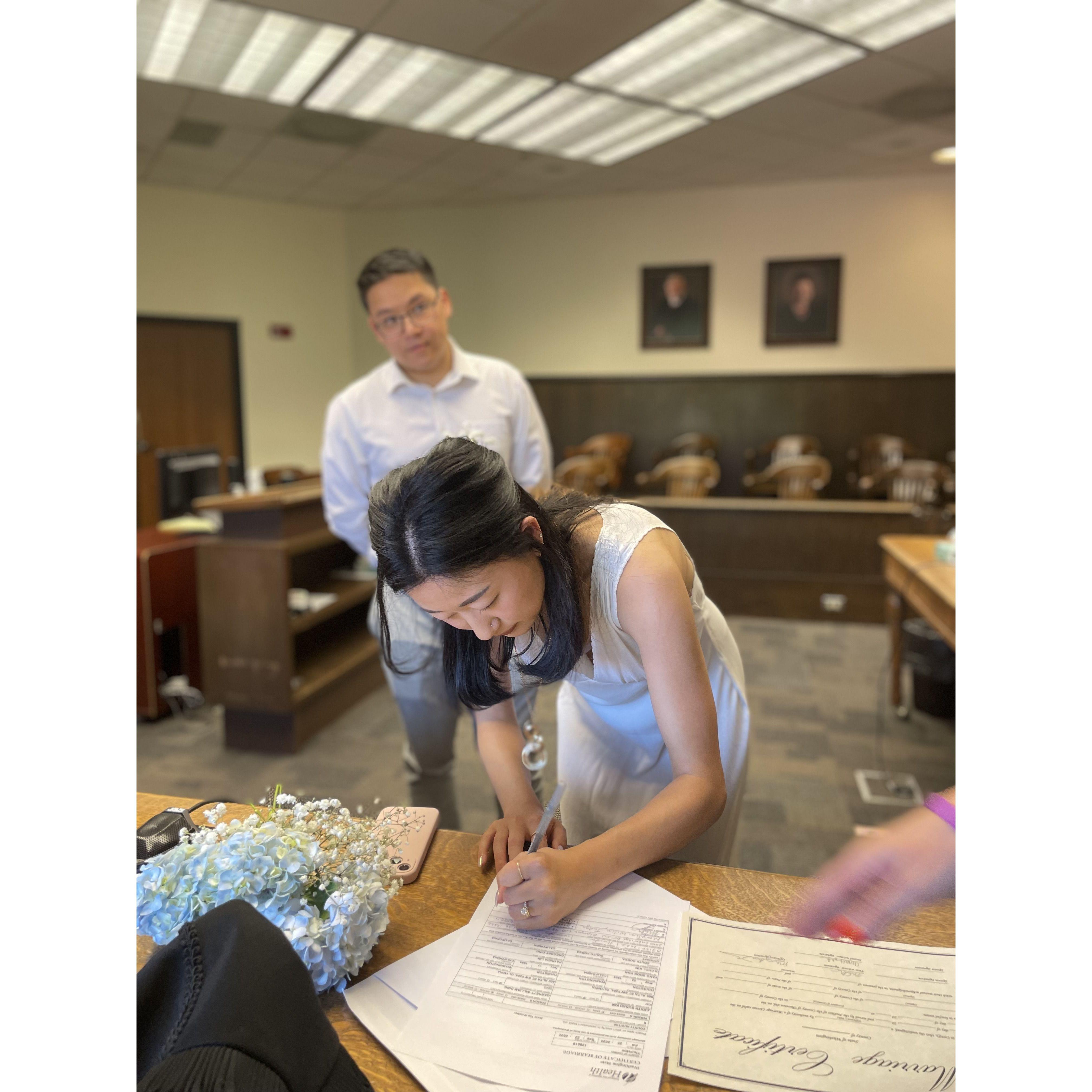 When we signed marriage papers