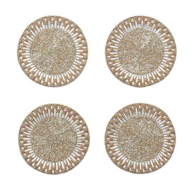 Kim Seybert Palisade Coaster in Gold & Silver, Set of 4