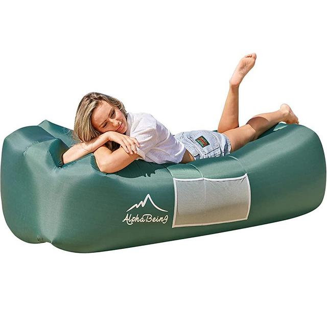 AlphaBeing Inflatable Lounger - Best Air Lounger for Travelling, Camping, Hiking - Ideal Inflatable Couch for Pool and Beach Parties - Perfect Air Chair for Picnics or Festivals