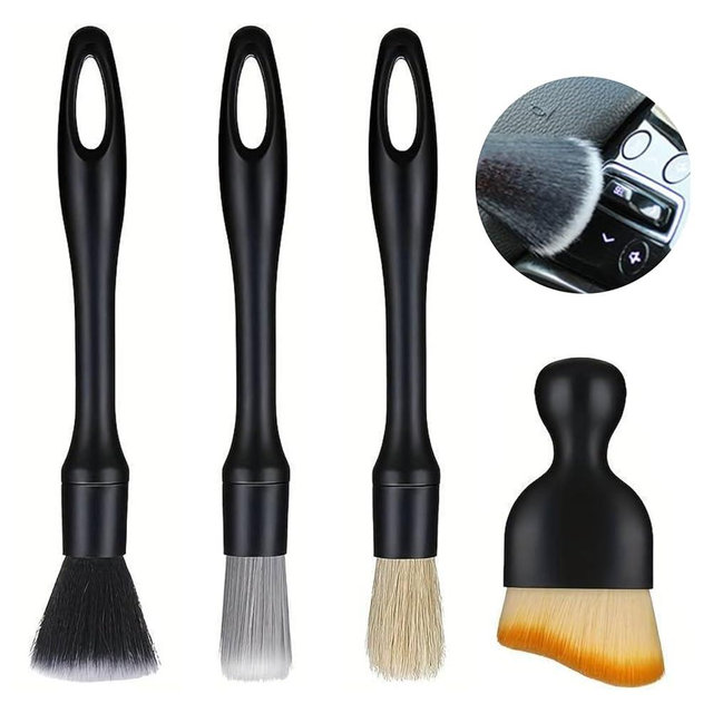 Car Detailing Brush Set, 4PCS car Cleaning Brush for Interior & Exterior Cleaning - Professional Auto Detailing Brushes for Car Wash, Wheels, Dashboard, Air Vents, and More