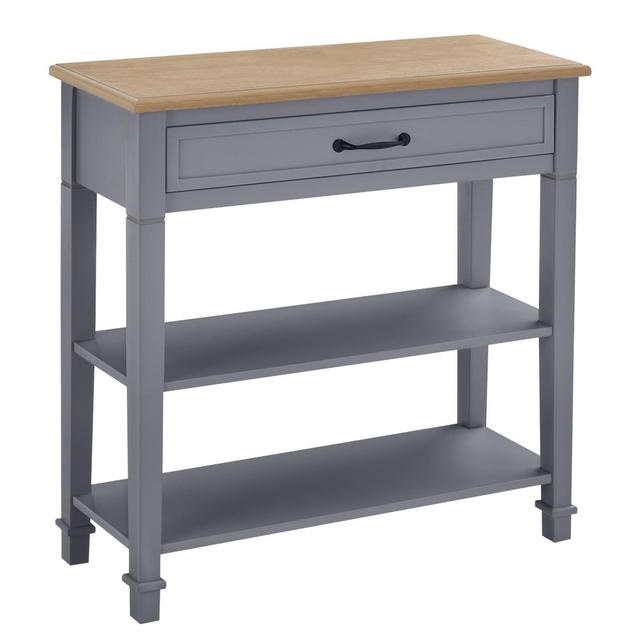 HOMCOM Entry Way Table Modern Style Sofa Console with Drawer and Shelves, Sturdy Build, and Large Storage, Gray