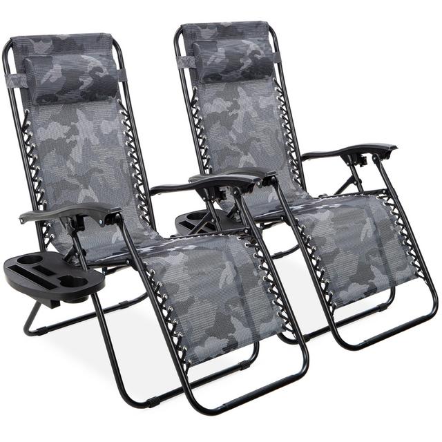 Best Choice Products Set of 2 Adjustable Zero Gravity Lounge Chair Recliners for Patio w/ Cup Holders - Camouflage