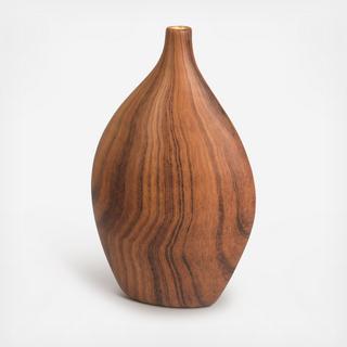 Hand-Painted Ceramic Faux Walnut Grain Vase
