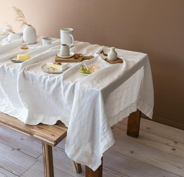 Rough Linen Orkney Off-White Linen Tablecloth