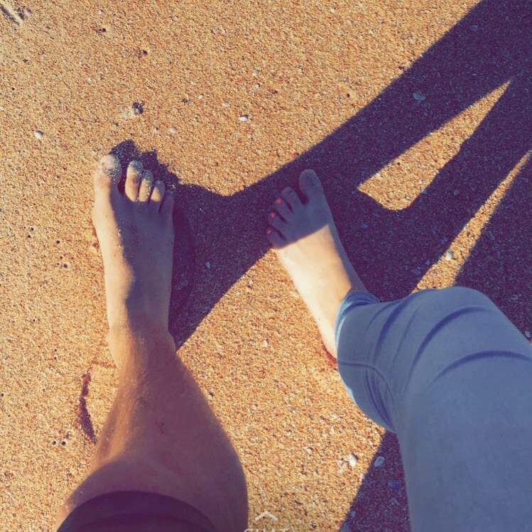 Our first photo and walk on the beach