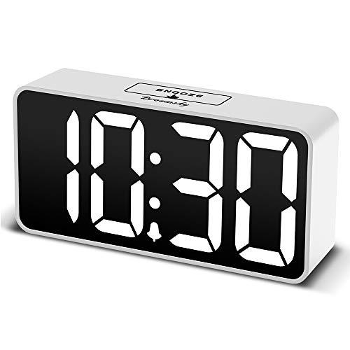 DreamSky Compact Digital Alarm Clock with USB Port for Charging, Adjustable Brightness Dimmer, Bold Digit Display, Adjustable Alarm Volume, Snooze,12/24Hr Display, Bedside Alarm Clock.