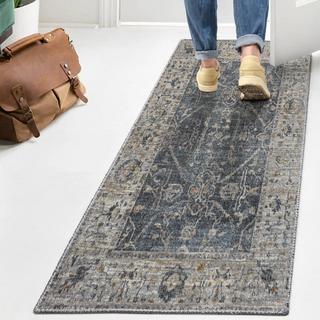 Brandy Rustic Border Low-Pile Runner Rug