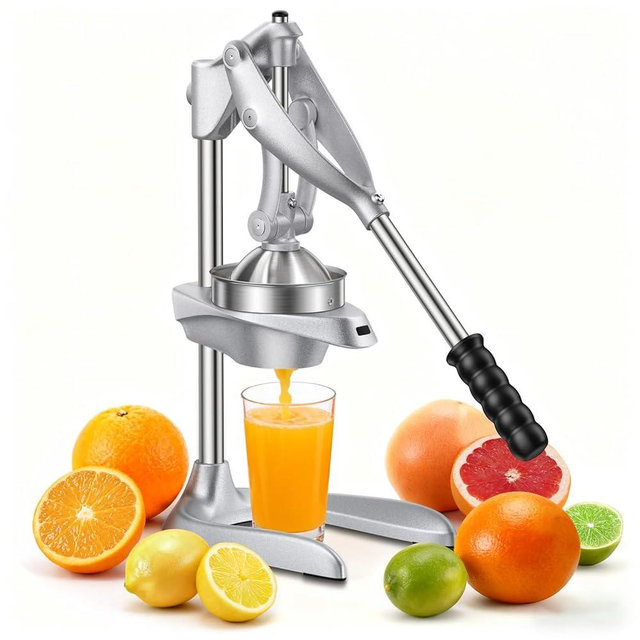 Manual Juicer, AMOHEE Stainless Steel Orange Juicer Squeezer for Citrus Lemon Pomegranate, Easy to Use & Clean Countertop Hand Press