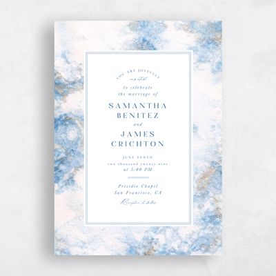 Blue Wedding Invitation - Carrara Portrait