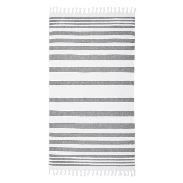 Black Turkish Striped Beach Towel, 40x72"