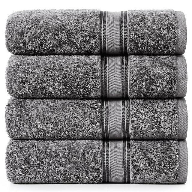 LANE LINEN Luxury Bath Towels Set of 4 (28" x 54") - 100% Cotton Towels for Bathroom - Zero Twist, High Absorbency, Quick Dry Grey Towels Set - Super Soft Grey Bathroom Towels Set - Cool Grey