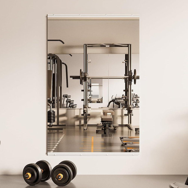 TETOTE Home Gym Mirror for Wall 48" x 32" - 1PC Large Frameless Tempered Glass Workout Exercise Fitness Mirror for Home Gym, Garage, Dance Studio, Yoga, Bedroom, Living Room
