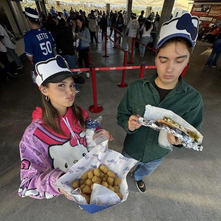We love three things... hot dogs, Hello Kitty, and leaving Dodgers games early!