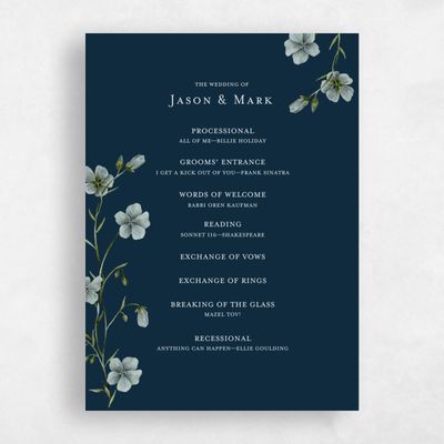 Deepest Teal, Blue Wedding Program - Winstead