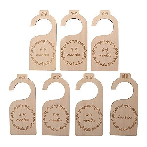 (7 Pieces) Baby Closet Dividers, Adventure Baby Closet Dividers By Month, Nursery Closet Organizer Wooden Newborn Wardrobe Divider Kids Clothes Divider to Arrange Clothes with Separator By Size or Age for Baby Shower 0 - 24 Months