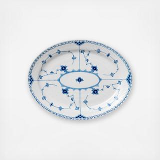 Blue Fluted Half Lace Oval Platter