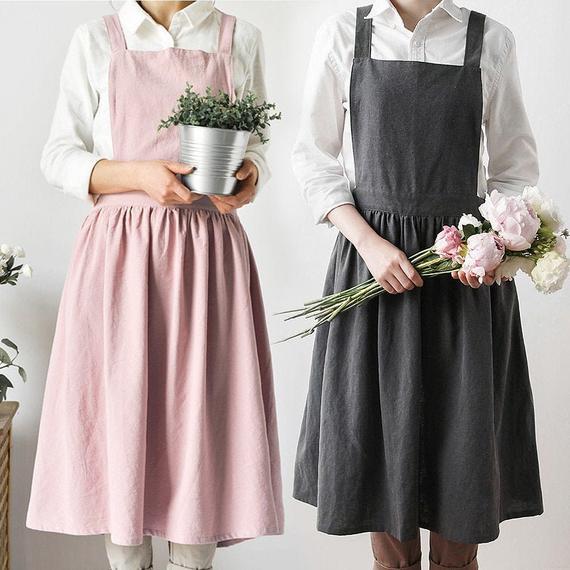 Soft Cotton Linen Apron Dress