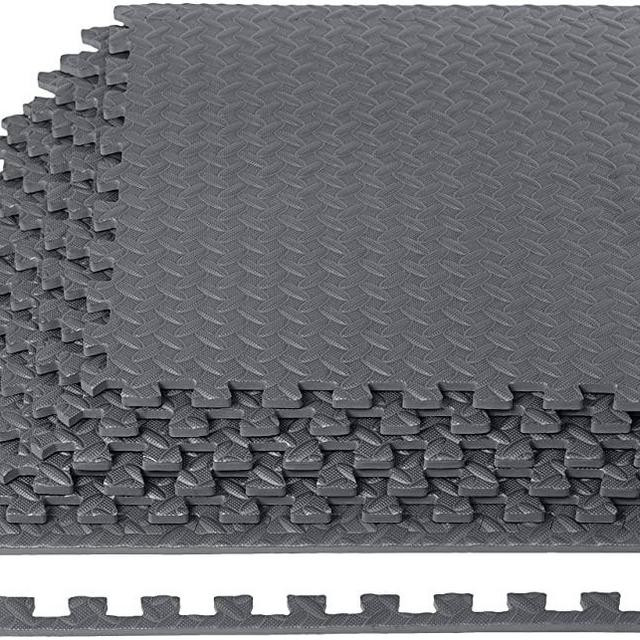 Amazon Basics Foam Interlocking Exercise Gym Floor Mat Tiles - Pack of 6, 24 x 24 x .5 Inches