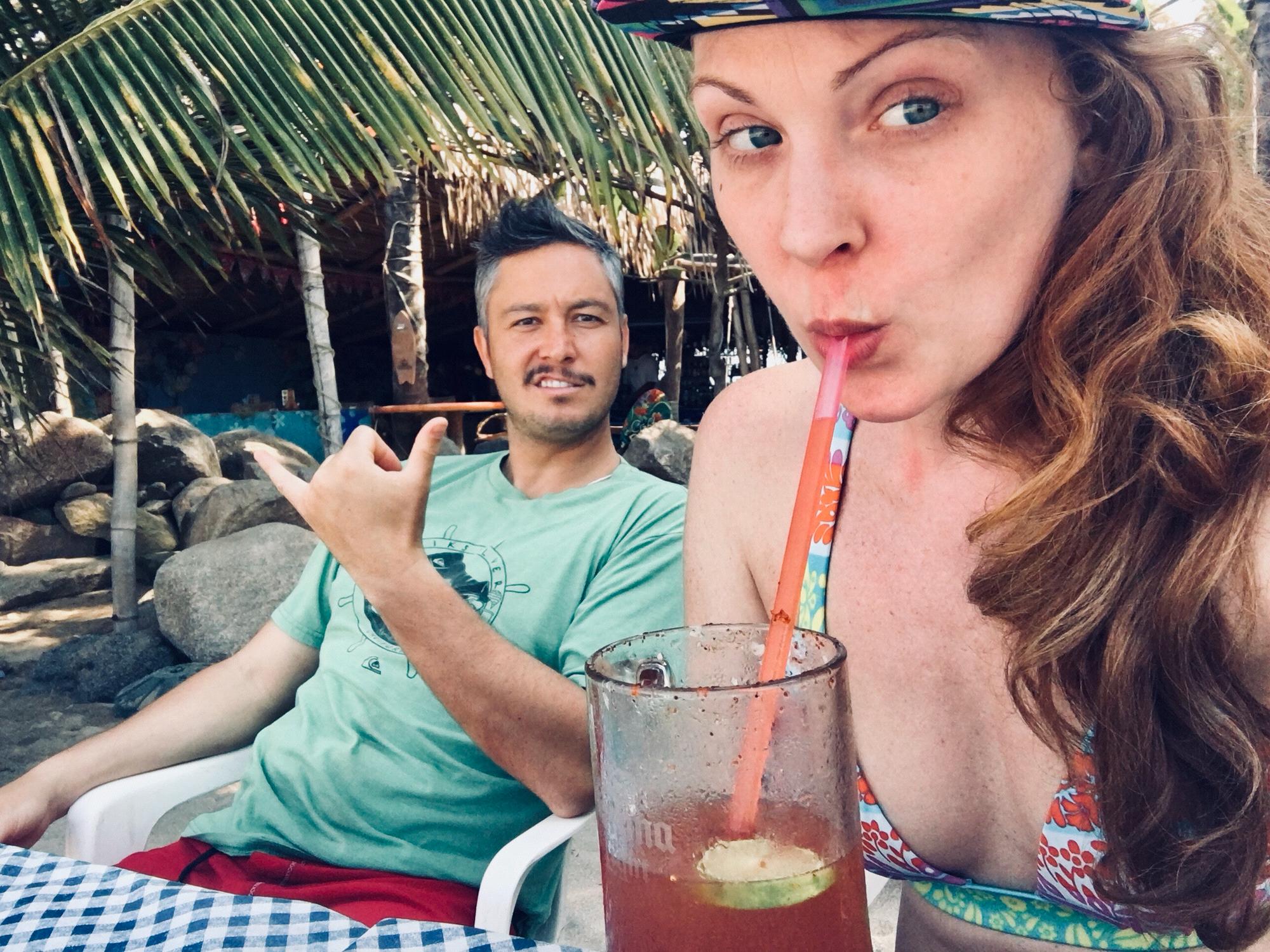 Drinks on the beach in Mexico