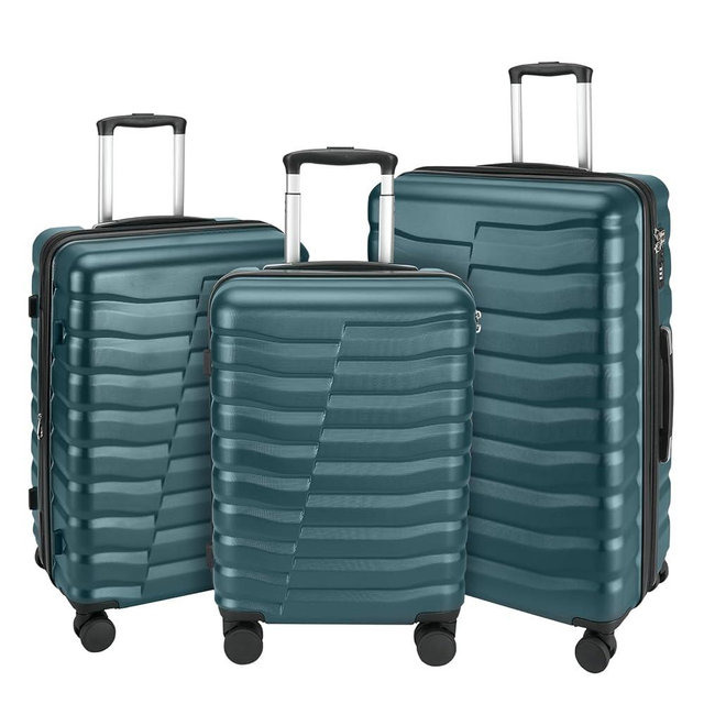 WireHot Lightweight Luggage with Spinner Wheels & YKK Zipper, 3-Piece Suitcase ABS+PC Hardside Luggage Set with TSA Lock, Teal Blue (20+24+28 inch)