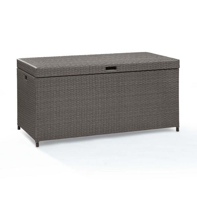Palm Harbor Outdoor Wicker Storage Bin, Gray