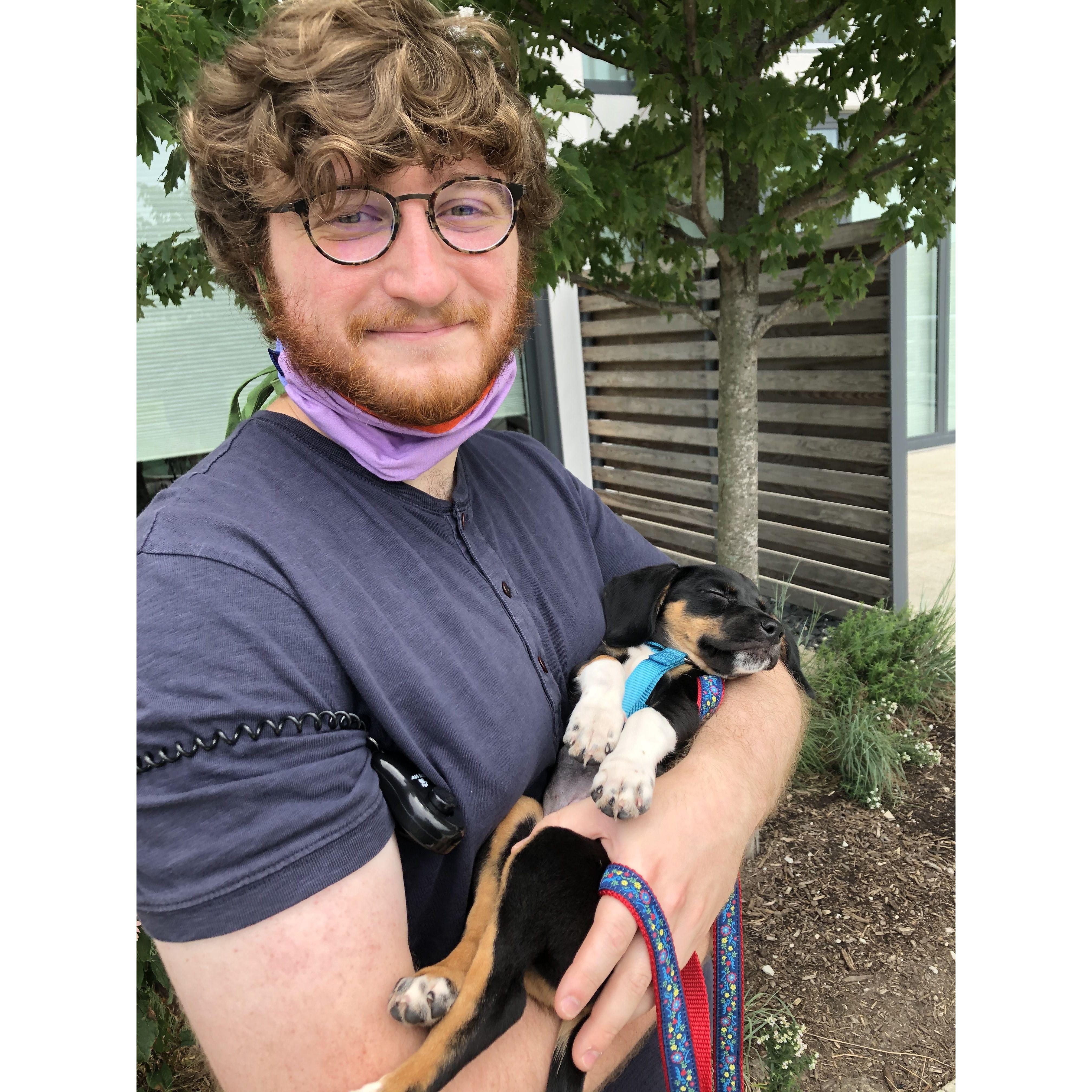 In 2020, we adopted our dog, Laika. Here she is on the day we brought her home.