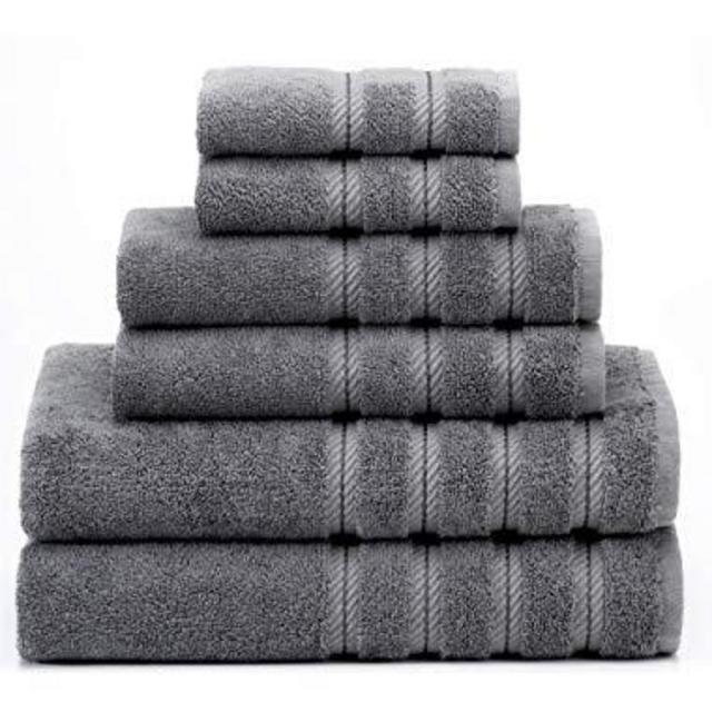 American Soft Linen 6-Piece 100% Turkish Genuine Cotton Premium & Luxury Towel Set for Bathroom & Kitchen, 2 Bath Towels, 2 Hand Towels & 2 Washcloths [Worth $72.95] - Grey